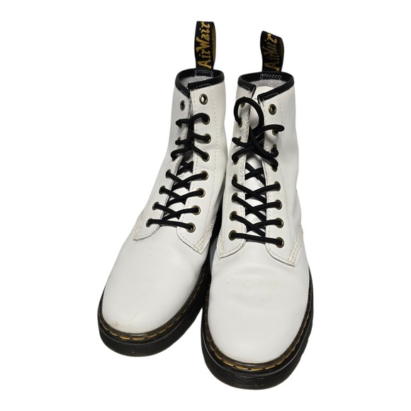 Dr. Martens Womens Size 9 41 Mens 8 White Leather Zavala Lace Up Boots - Picture 2 of 8